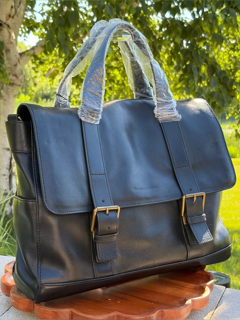 Dooney & Bourke Hunter Messenger Black Florentine NWT Original Packaging